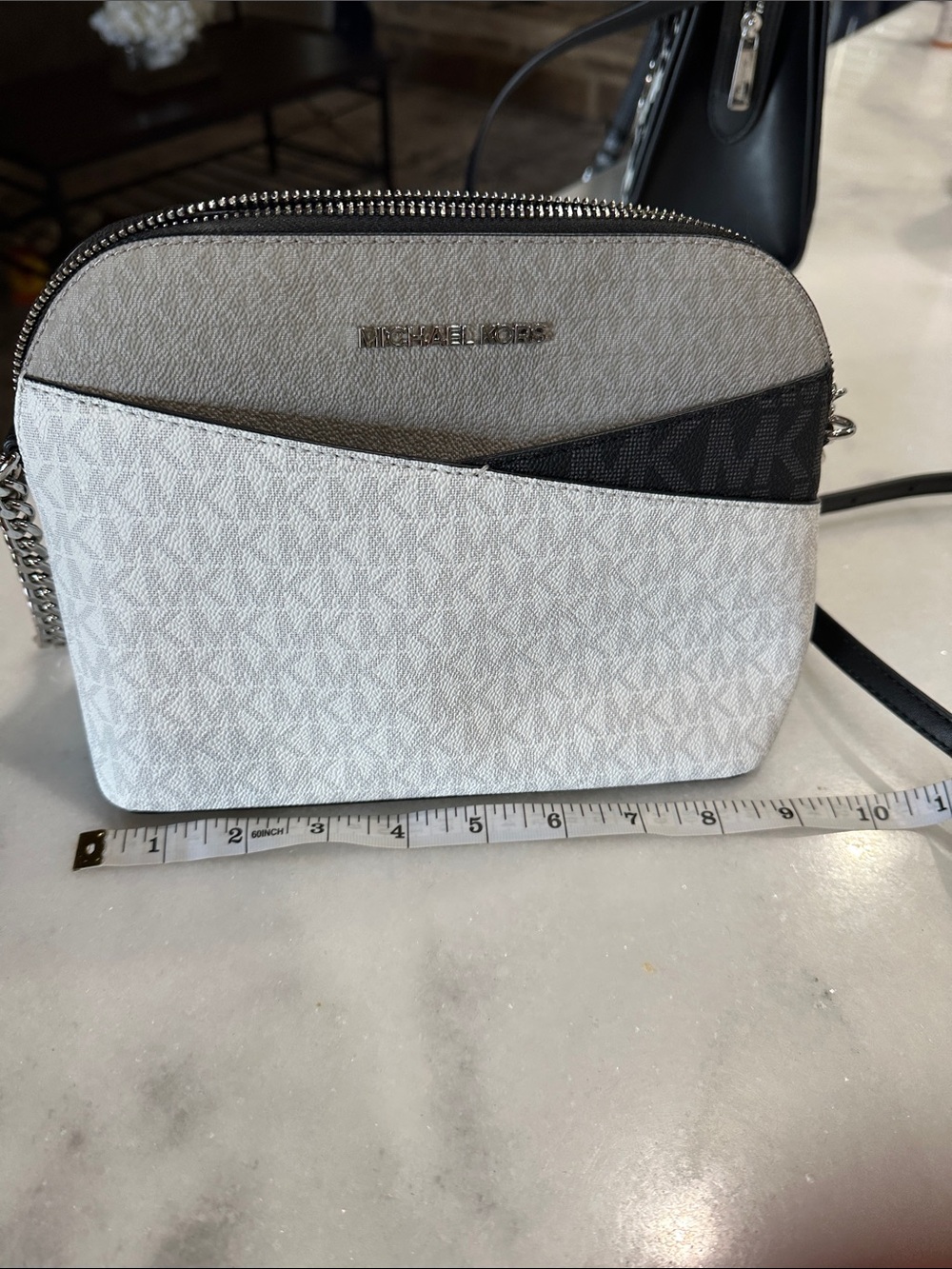 Michael Kors Two-Tone White and Gray Logo Crossbody